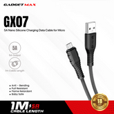 GADGET MAX GX07 MICRO 2.4A NANO SILICONE CHARGING DATA CABLE FOR MICRO (2.4A)(1M) - BLACK